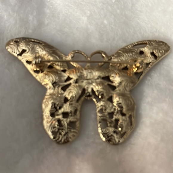 Purple, Red and Pink Stone Butterfly Brooch - Picture 3 of 4